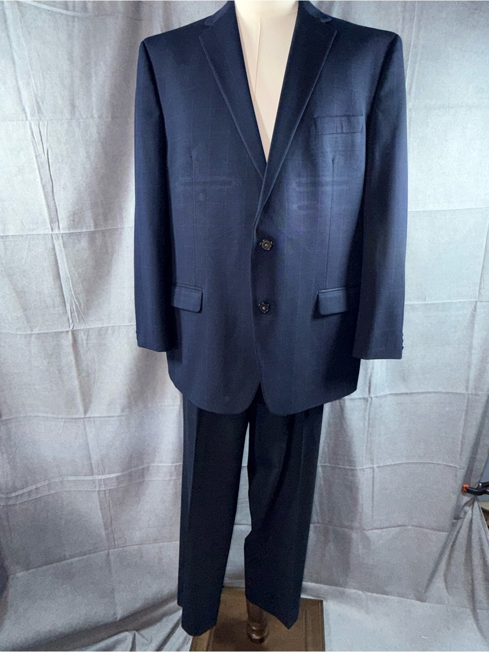 3058-Chaps Men's Navy Two-Button Suit Jacket and Trousers